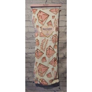 Juicy Couture Womens Girls Oversized Throw Blanket 50x70 Diamond Print Pink NWT